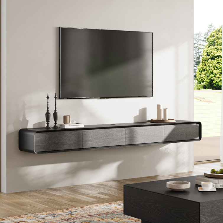 Hokku Designs Randalstown Floating TV Stand Entertainment Center with 4 Drawers Solid Wood Fully Assembled Reviews Wayfair